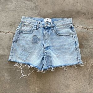 7 For All Mankind Distressed Denim Shorts Heart Patch Valentines Size 29 Jorts